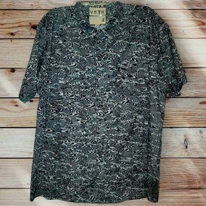 VSTR Premium - XXL -Men's Blue Ocean Waves Short Sleeve Button Up Shirt